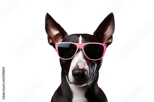Bull Terrier Dog with Sunglasses Isolated on Transparent Background. AI