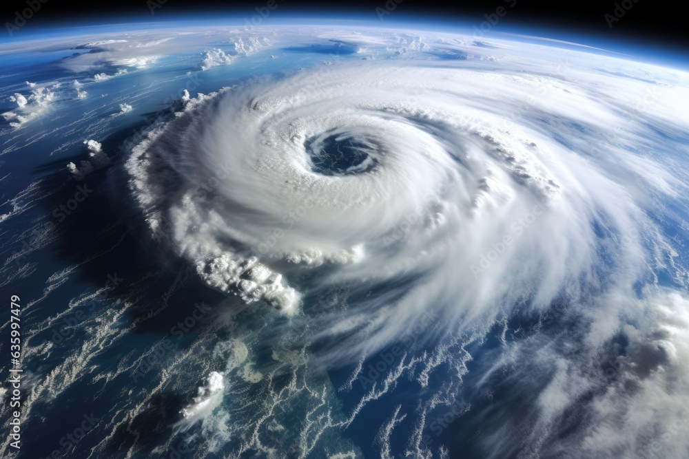 a powerful hurricane swirling in the vast ocean