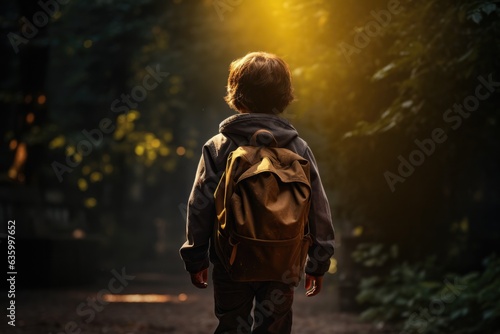 a young boy exploring nature in the forest
