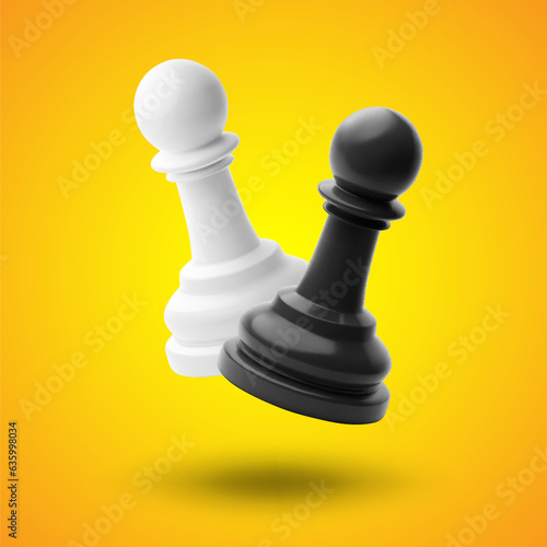 Black and white chess pawn on orange background. EPS10 vector