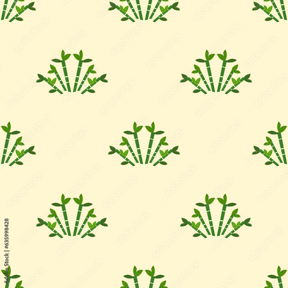 Bamboo trees isolated on light background is in Seamless pattern - vector illustration