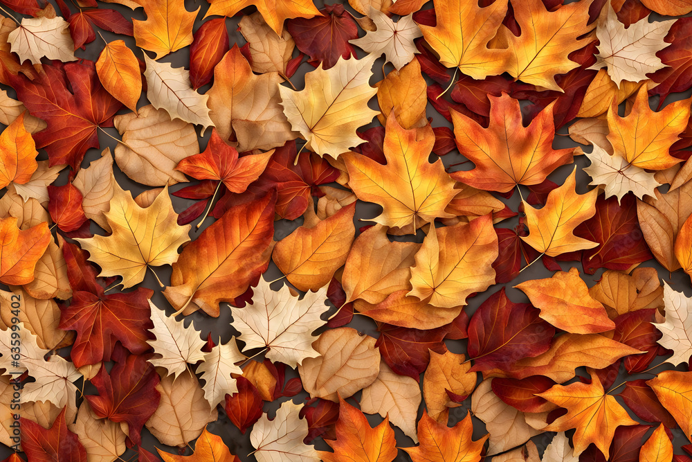 dried autumn leaves texture, hyper realistic wallpaper background - generative ai dried autumn leaves texture, hyper realistic wallpaper background - generative ai