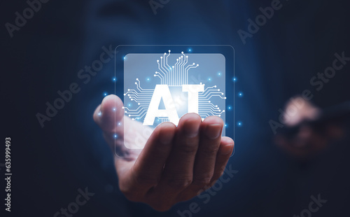 Ai technology, Artificial Intelligence. Hand holding Ai technology, Artificial Intelligence.