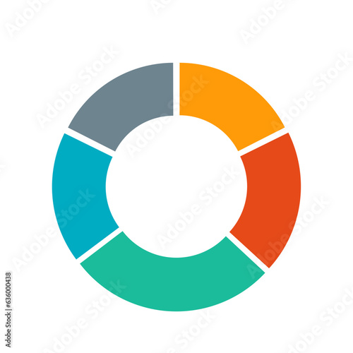 Pie chart vector. Colorful diagram sections or steps. Circle icons for infographic, UI, web design, business presentation. Vector .