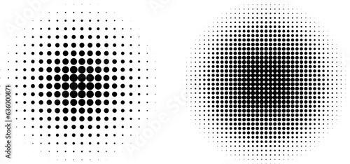 Circular halftone effect black dots pattern