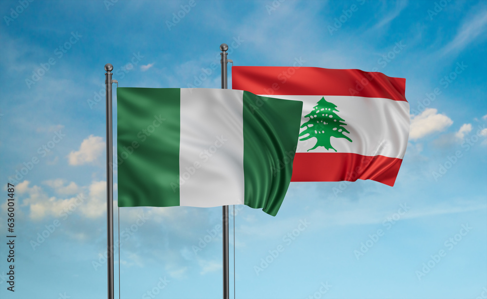 Lebanon and Nigeria flag Lebanon and Nigeria flag