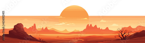 sunrise desert vector flat minimalistic isolated illustration