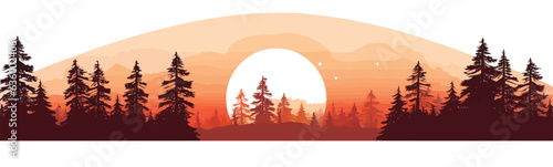 sunrise forest vector flat minimalistic isolated illustration