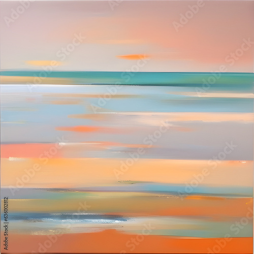 sunset over the sea abstract painting