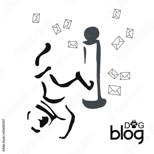 Stylized image of a running Labrador puppy. Gestalt animal design.