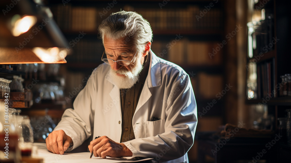 Aging Interventions: Scientist researching anti-aging interventions, indicating the pursuit of treatments to extend healthy lifespan Aging Interventions: Scientist researching anti-aging interventions, indicating the pursuit of treatments to extend healthy lifespan