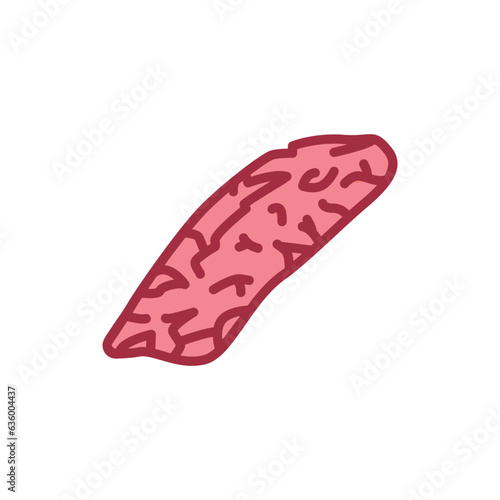 Beef flank color line icon. Cutting meat.