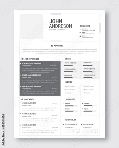 Clean and modern resume portfolio or cv template