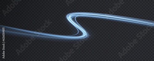 Luminous blue lines png of speed. Light glowing effect png. Abstract motion lines