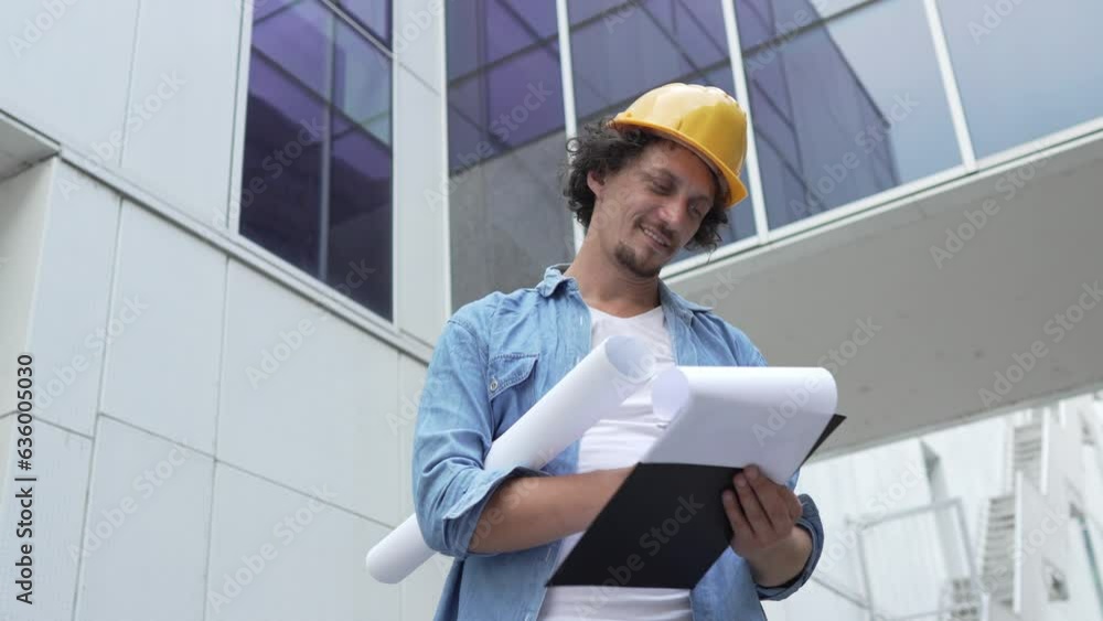 architect man construction engineer worker or inspector stand outdoors architect man construction engineer worker or inspector stand outdoors