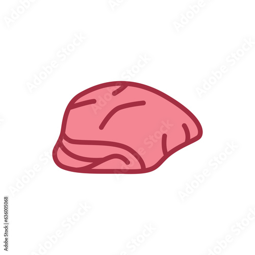 Beef liver color line icon. Cutting meat.