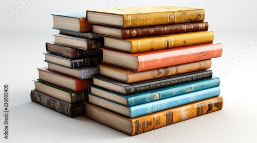 stack of assorted hardcover books in soft light