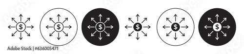 Diversify vector icon set. portfolio diversification symbol. asset management sign. Decentralized payment system symbol. diversified revenue streams icon set in black color. photo
