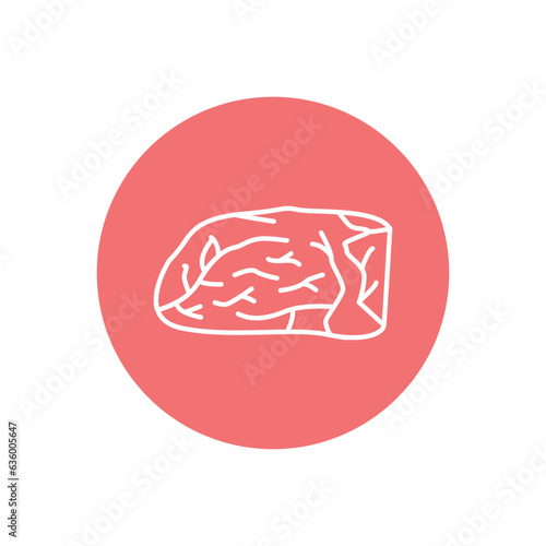 Roast beef color line icon. Cutting meat.