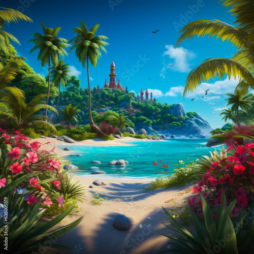 tropical colorful resort generated with AI © Easy