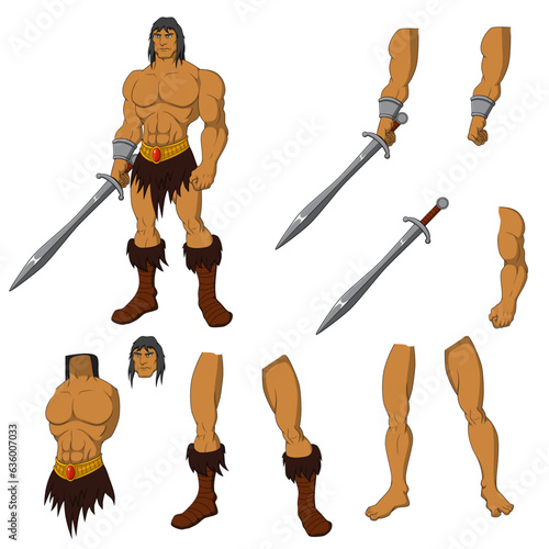 Obraz na plátně Barbarian Hero comic parts posable