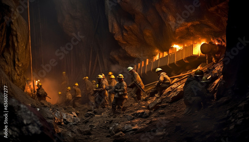 Unveiling the Essence of Hard Work: Capturing Miners in Action (Generative AI) photo