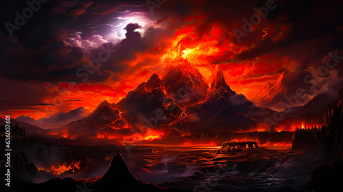 beautiful hot background of a volcano generated by AI