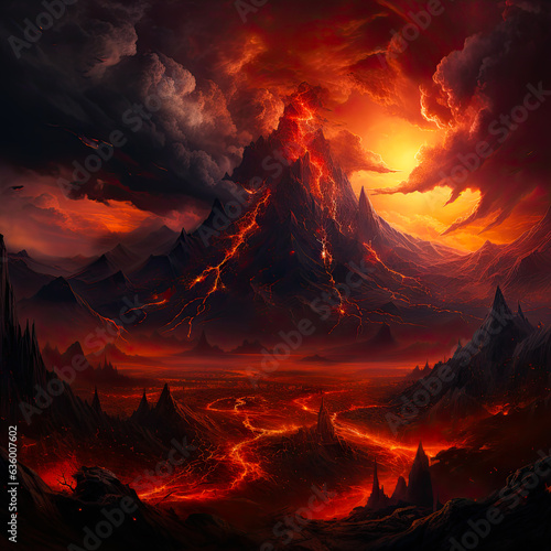 beautiful hot background of a volcano generated by AI