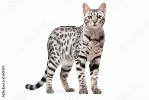 Cat isolated on a white background. Animal right side view portrait.