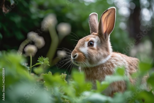 Curious rabbit in lush landscape., generative IA © JONATAS