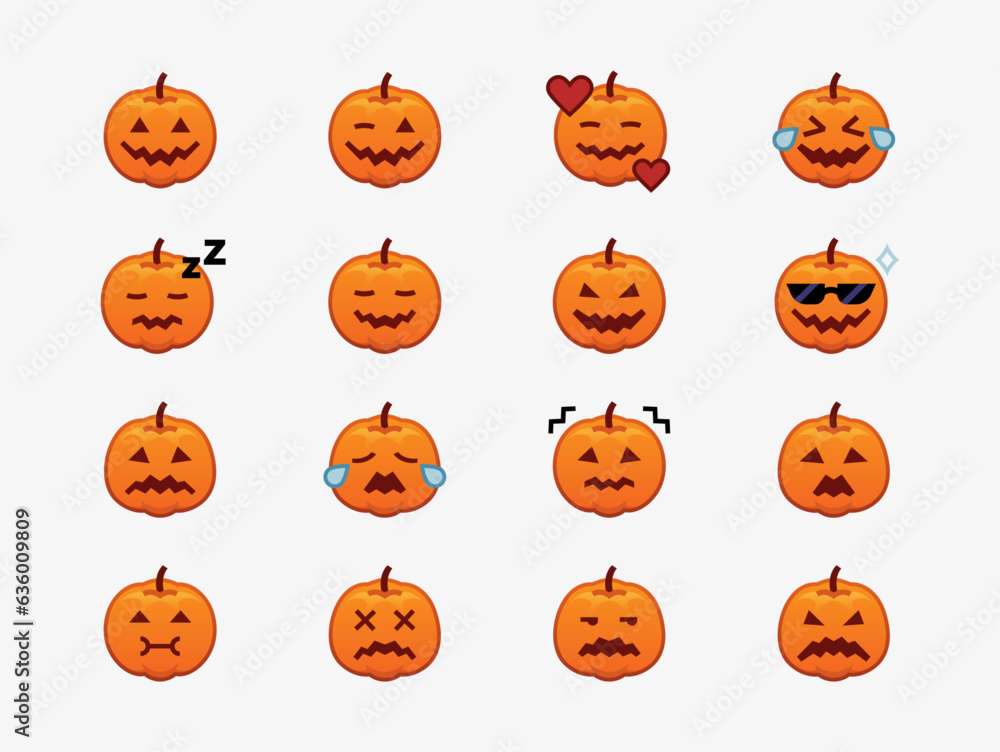 Halloween pumpkin emoji set Halloween pumpkin emoji set