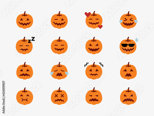 Halloween pumpkin emoji set