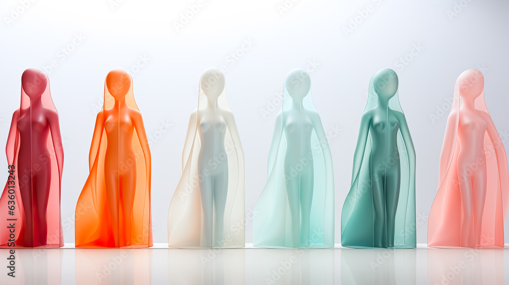 Generic female dolls with different color sizes. Dolls representing ...