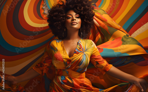 Afro woman in orange beauty shot