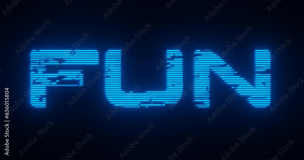 Illustration word text of FUN Modern Bold Font on black background, for intro Illustration word text of FUN Modern Bold Font on black background, for intro