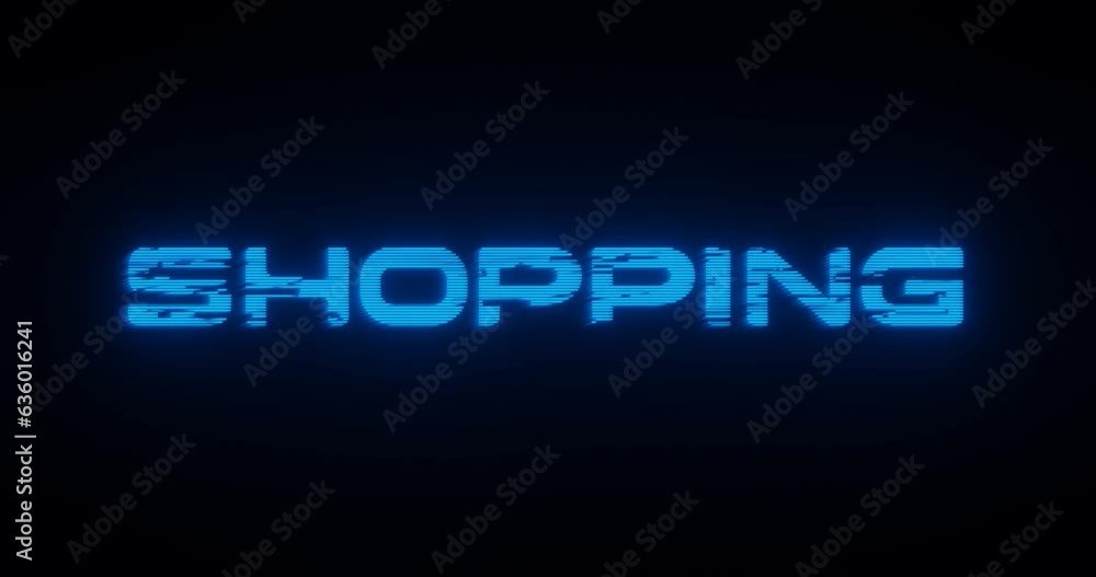 3d rendered animation of a SHOPPING neon blue sign on a black background 3d rendered animation of a SHOPPING neon blue sign on a black background