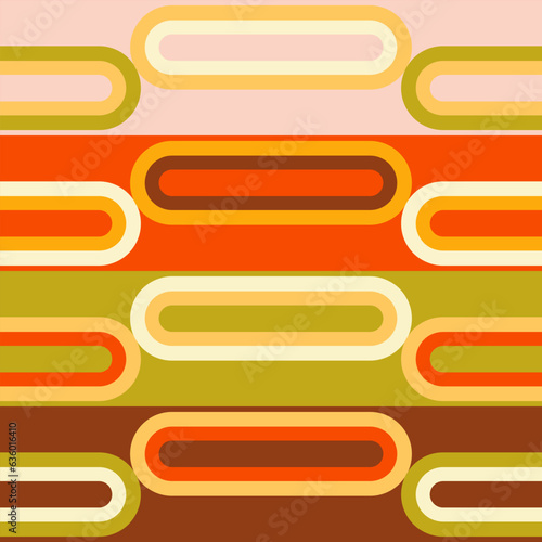 Retro 1970s Super Graphics Modernist Geometric Design. Geometric Abstract Design In Retro Colors.