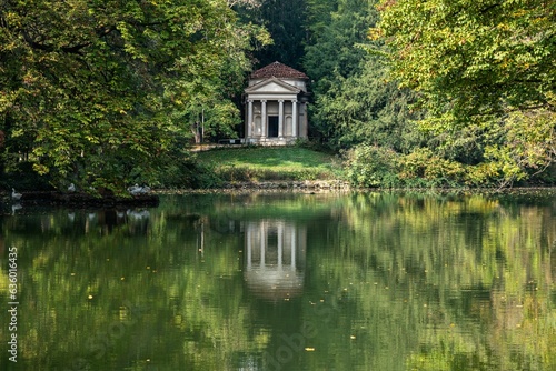 Wallpaper Mural Beautiful classic structure on the lakeside surrounded by lush greenery in the park of Monza. Italy. Torontodigital.ca