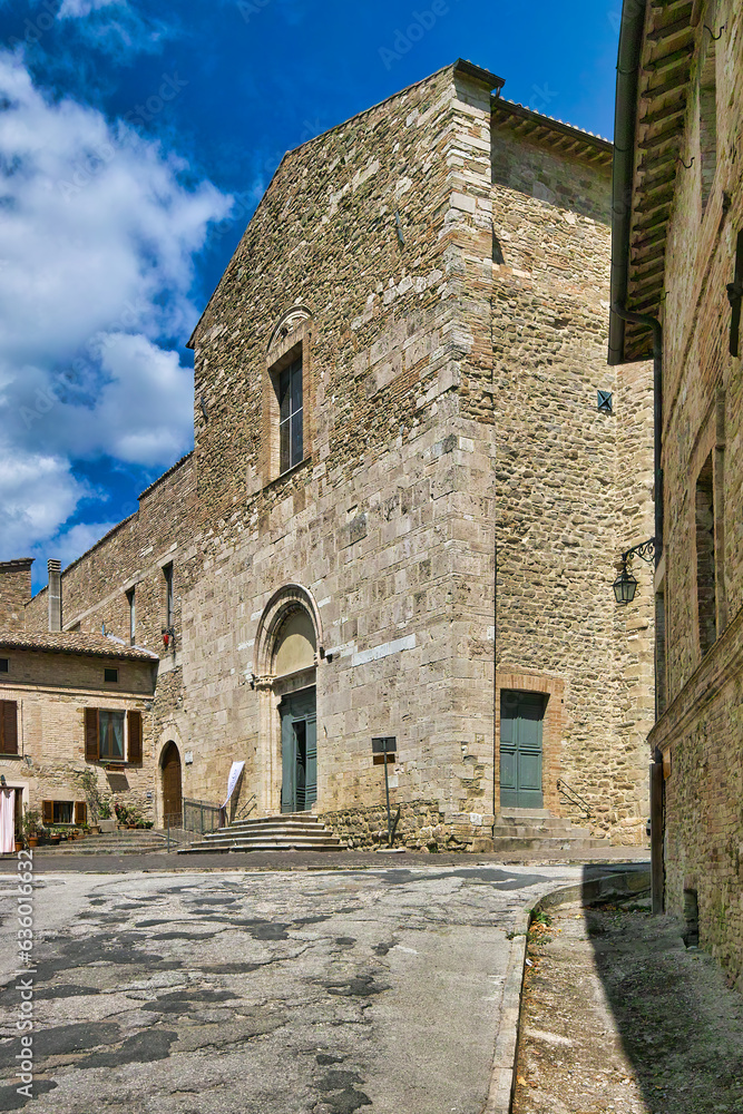 Bevagna town, Umbria, Italy. San Francesco church (1275). The church was built on the ancient oratory dedicated to San Giovanni Battista; it stands on the highest point of the city.