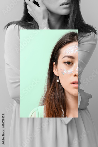 Elegant Asian woman with gl...