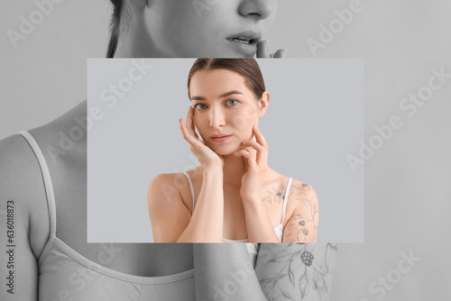 Collage of young woman with...