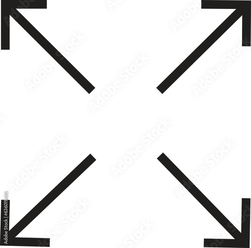 Full screen black icons. Arrow mark icons. Scalability icons in flat style for web site, UI, mobile app, isolated on white background.