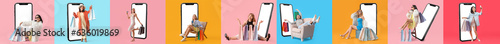 Set of young women with sho...