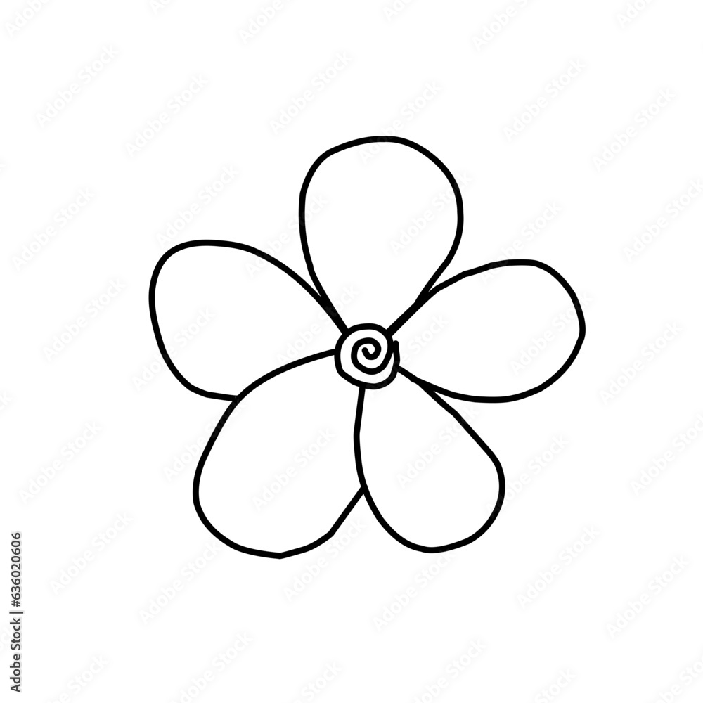 A set of hand drawn doodle style daisy flowers in simple black line A set of hand drawn doodle style daisy flowers in simple black line