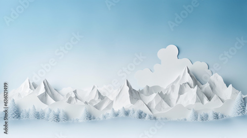 mountains landscape made of paper cut made with generative AI © Annuitti