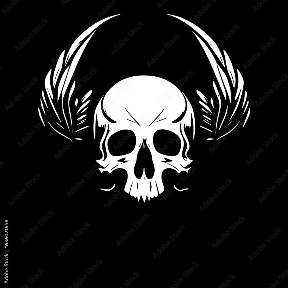 Obraz premium Skull | Black and White Vector illustration