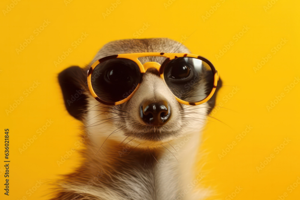 Furry Meerkat Looking Cool and Chic in Stylish Sunglasses is AI Generative.