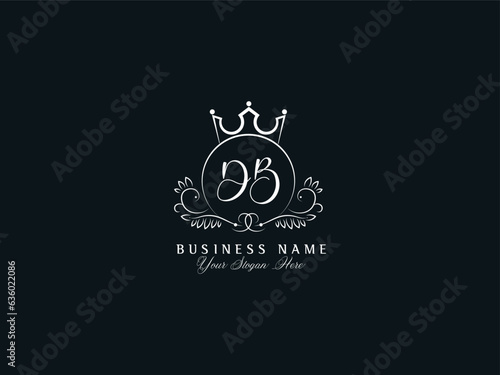 Minimalist DB Feminine Logo, Floral Luxury Db Logo Icon Design