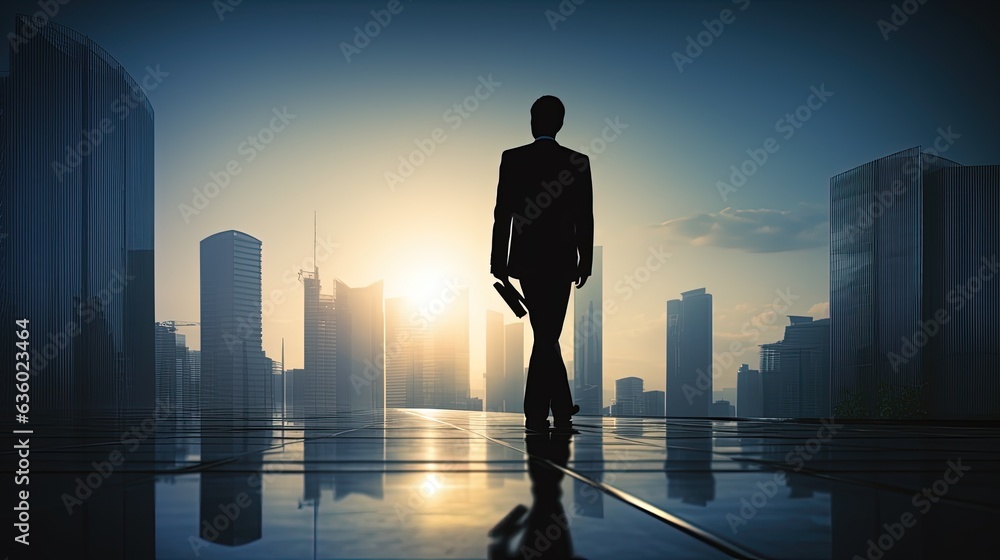 Businessman s outline business policy direction. silhouette concept Businessman s outline business policy direction. silhouette concept