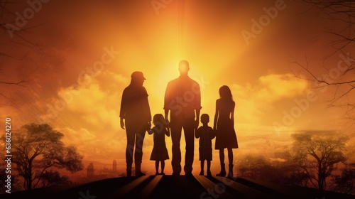 illustration featuring silhouettes of a family